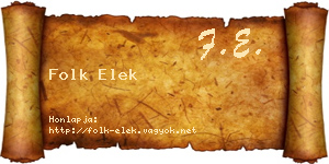Folk Elek névjegykártya